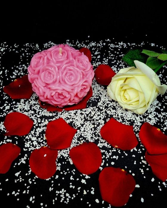 Bougie boule de roses fleurs de sakura, 380 g